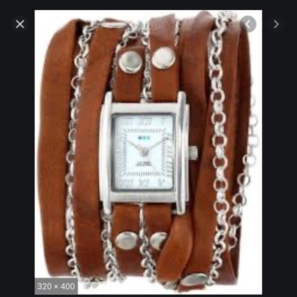 La Mer Accessories - La Mer Boho Leather Gold Chain Wrap Bracelet Watch
